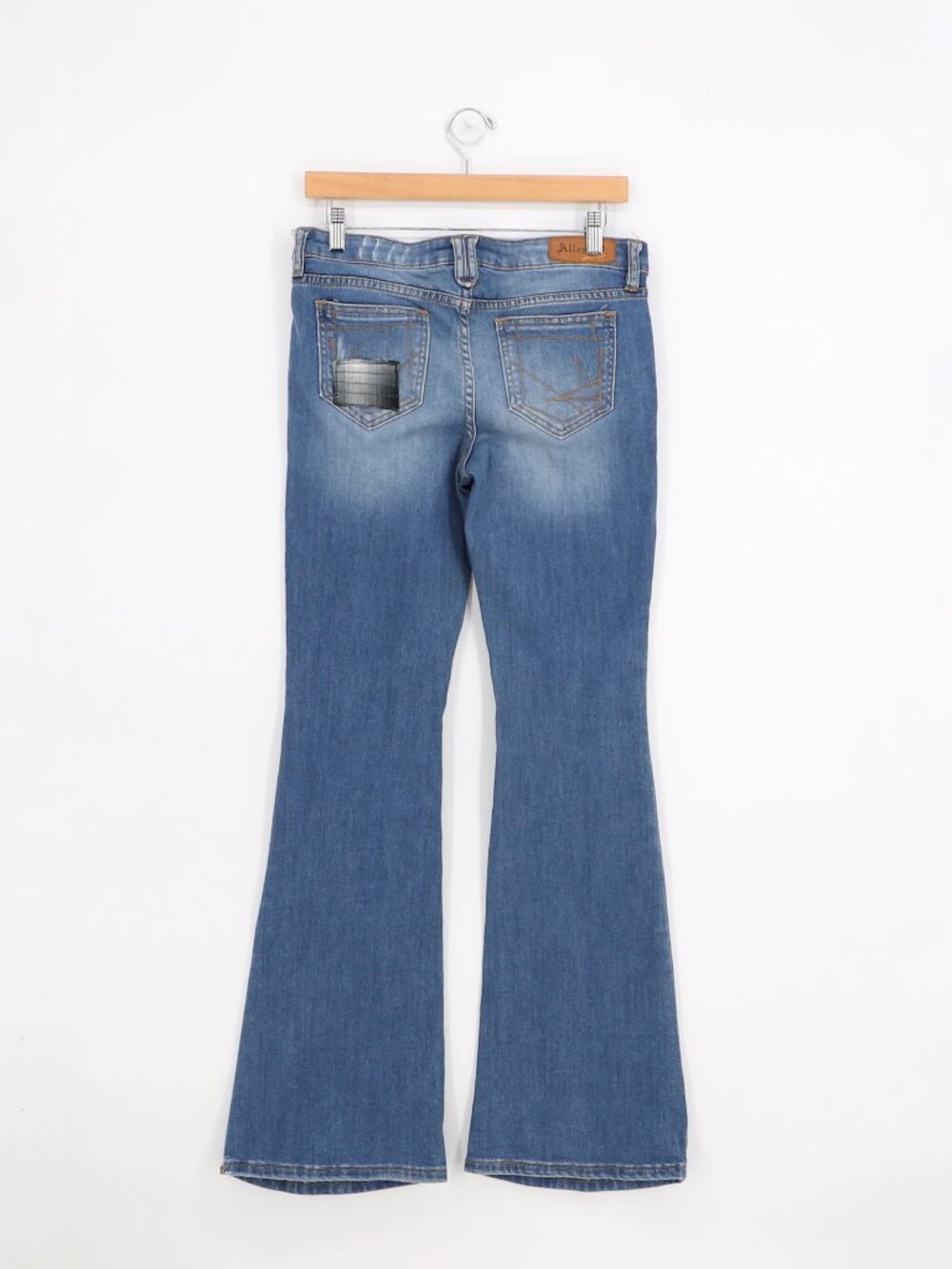 Allen B by Allen Schwartz Jeans Patchwork Sequin Distressed Flare Boho Size 6 - Picture 2 of 10